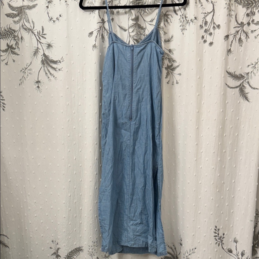 Topshop Denim Blue Midi Dress with Bow Detail - Picture 5 of 5